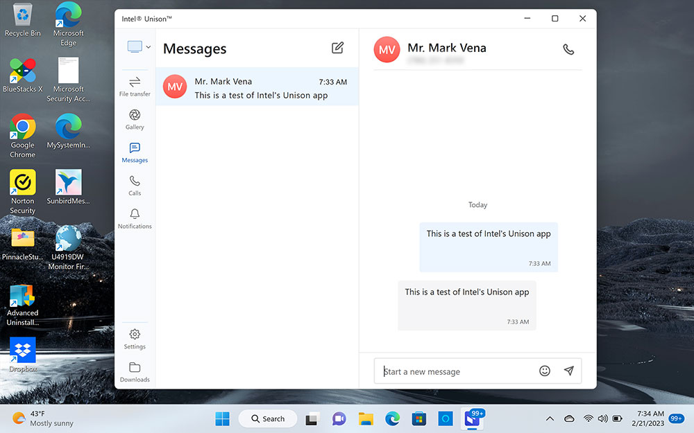 Intel Unison text messaging window 1 - Intel Unison: A Constant Improvement